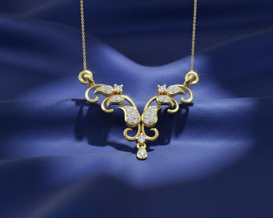 Moissanite Necklace Gold Rose Silver | Elegant Floral Drop Pendant| Hypoallergenic Valentine Jewelry