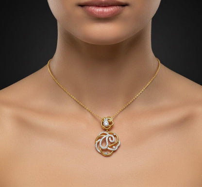 Moissanite Swirl Pendant Necklace for Women | Gold, Rose Gold & Silver | Bridal & Anniversary Gift