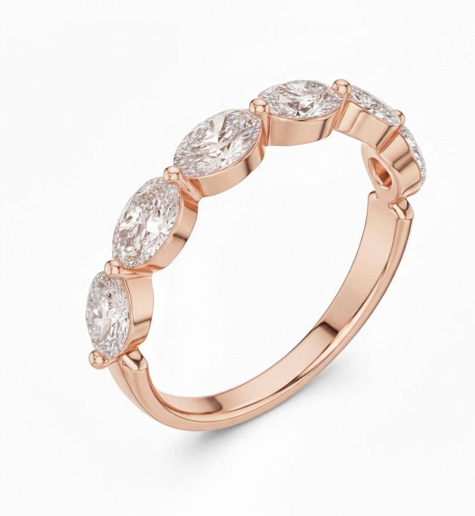 Oval CZ Eternity Band Ring | Hypoallergenic Gold Rose Gold Silver | Anniversary Promise Ring for Her