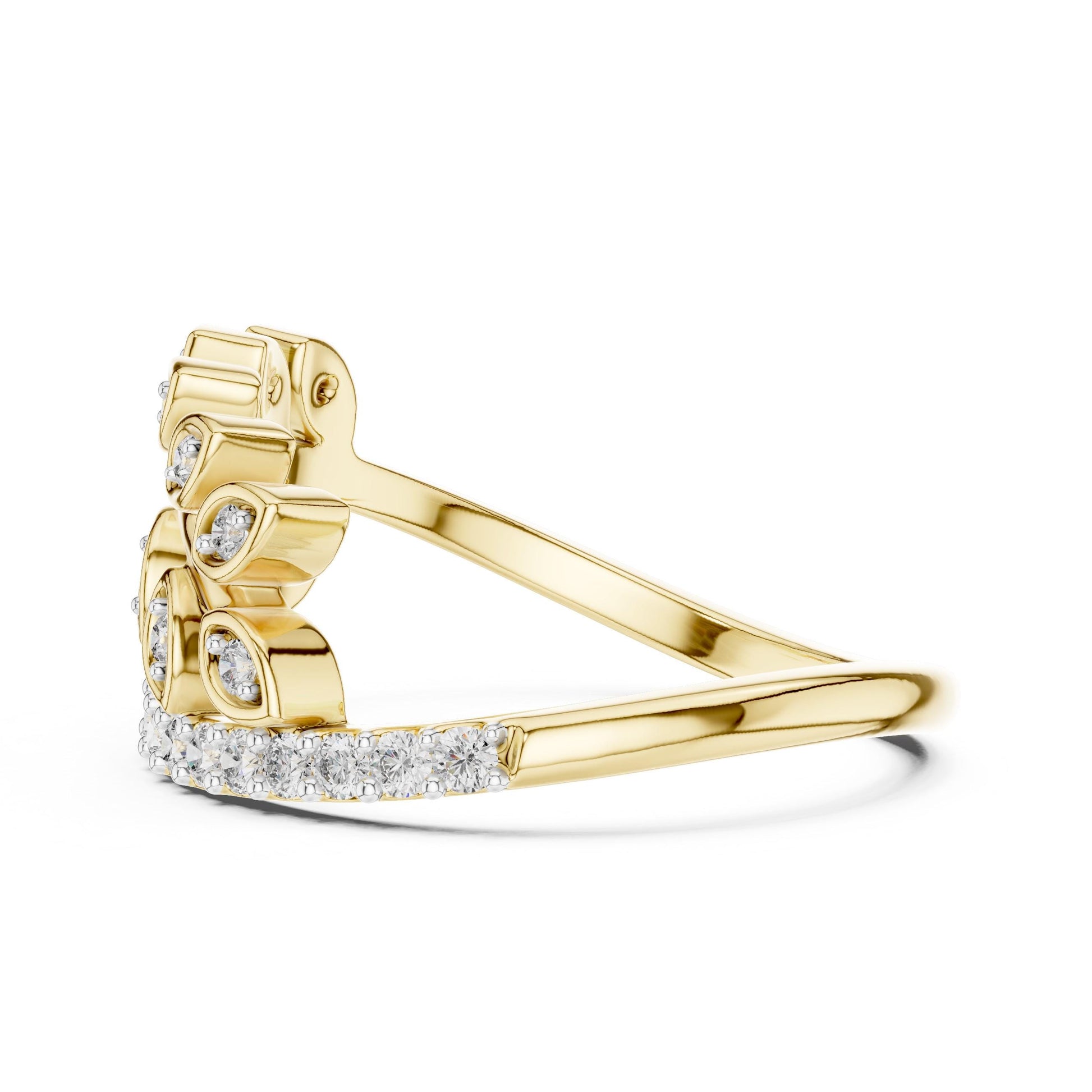 Riora Moissanite leaf wrap ring with gold and silver band featuring botanical leaf design, nature-inspired engagement jewelry