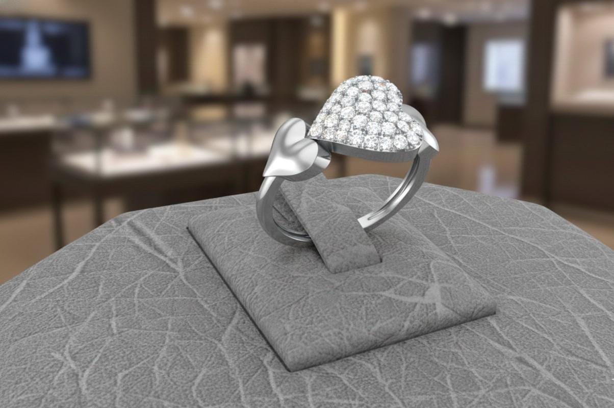 Pavé Heart Moissanite Ring for Women | Gold, Rose Gold & Silver | Sizes 5–11 | Romantic Love & Promise Gift