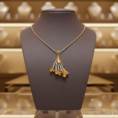 Flower Pendant Necklace, Gold Rose Silver Chain, Elegant Bridal Gift, Minimal Sparkle Jewelry
