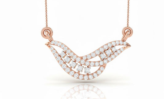 Moissanite Wave Pendant Necklace | Gold, Rose Gold & Silver | Minimal Luxury Gift for Her