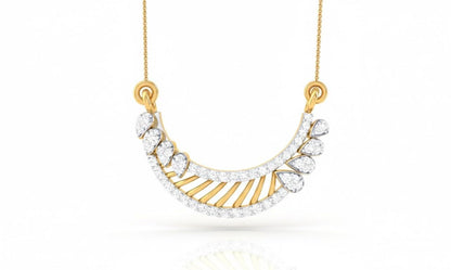 Moissanite Curved Pendant Necklace, Gold Rose Silver Adjustable Chain, Bridal Gift, Minimal Diamond Look Jewelry