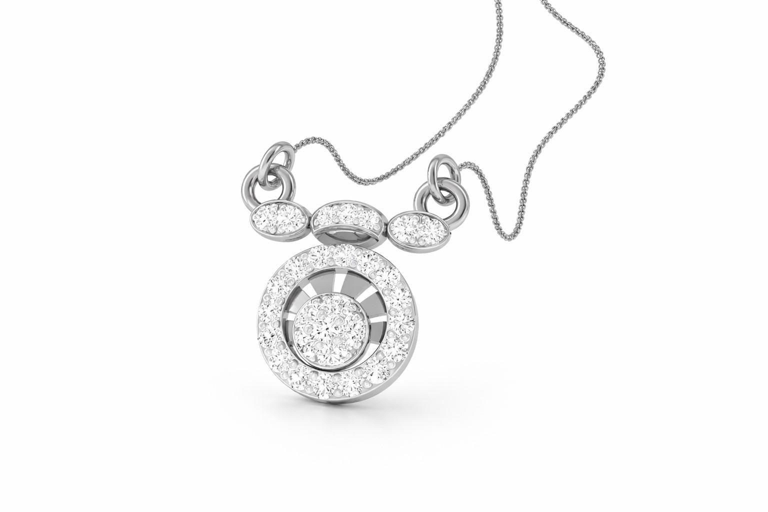 Riora Moissanite halo pendant necklace in gold, rose gold, and silver with a circular design and adjustable chain, minimal bridal jewelry
