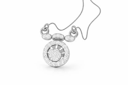 Riora Moissanite halo pendant necklace in gold, rose gold, and silver with a circular design and adjustable chain, minimal bridal jewelry