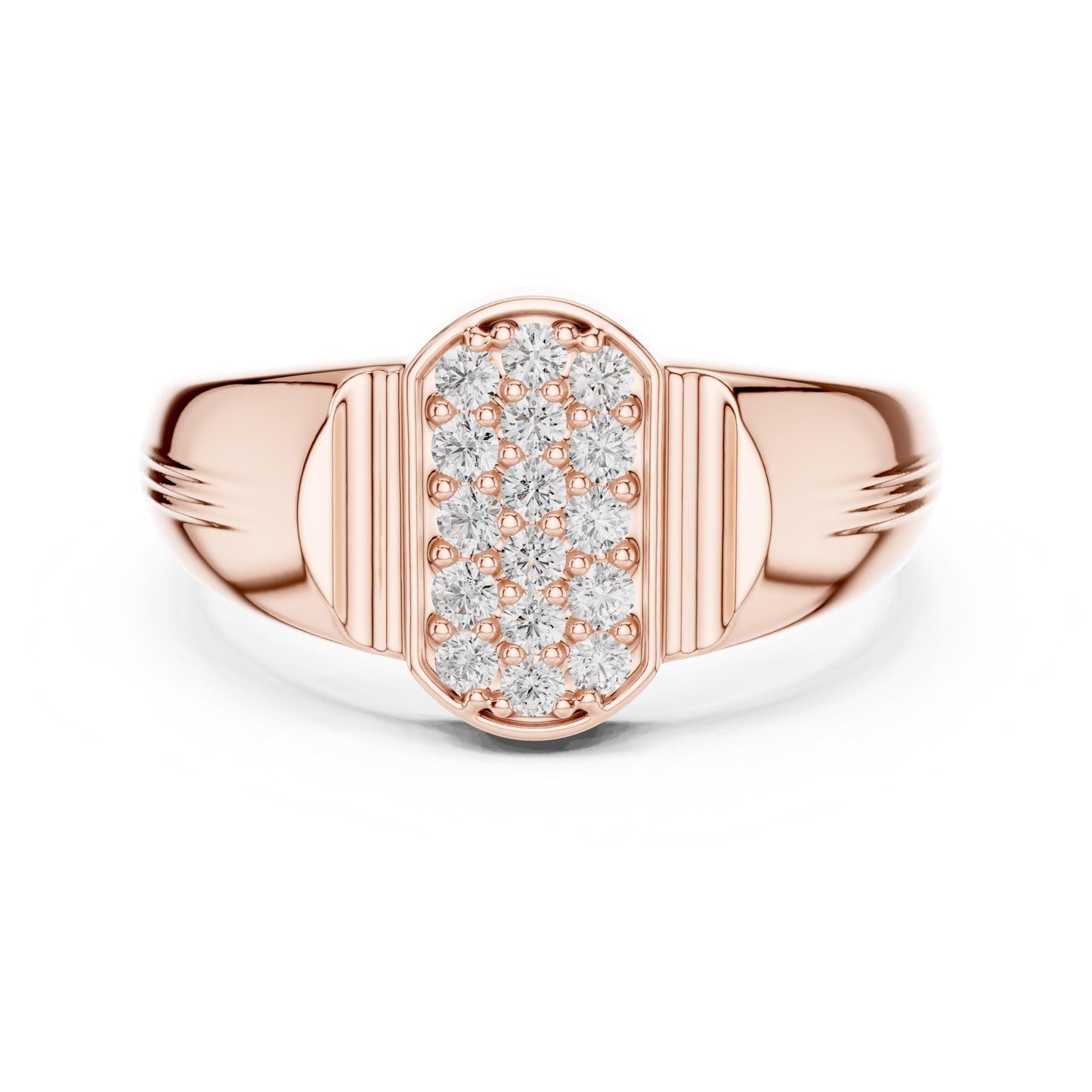 Riora luxury moissanite diamond statement ring in gold rose gold, bold cocktail wedding band with sparkling stones and intricate design