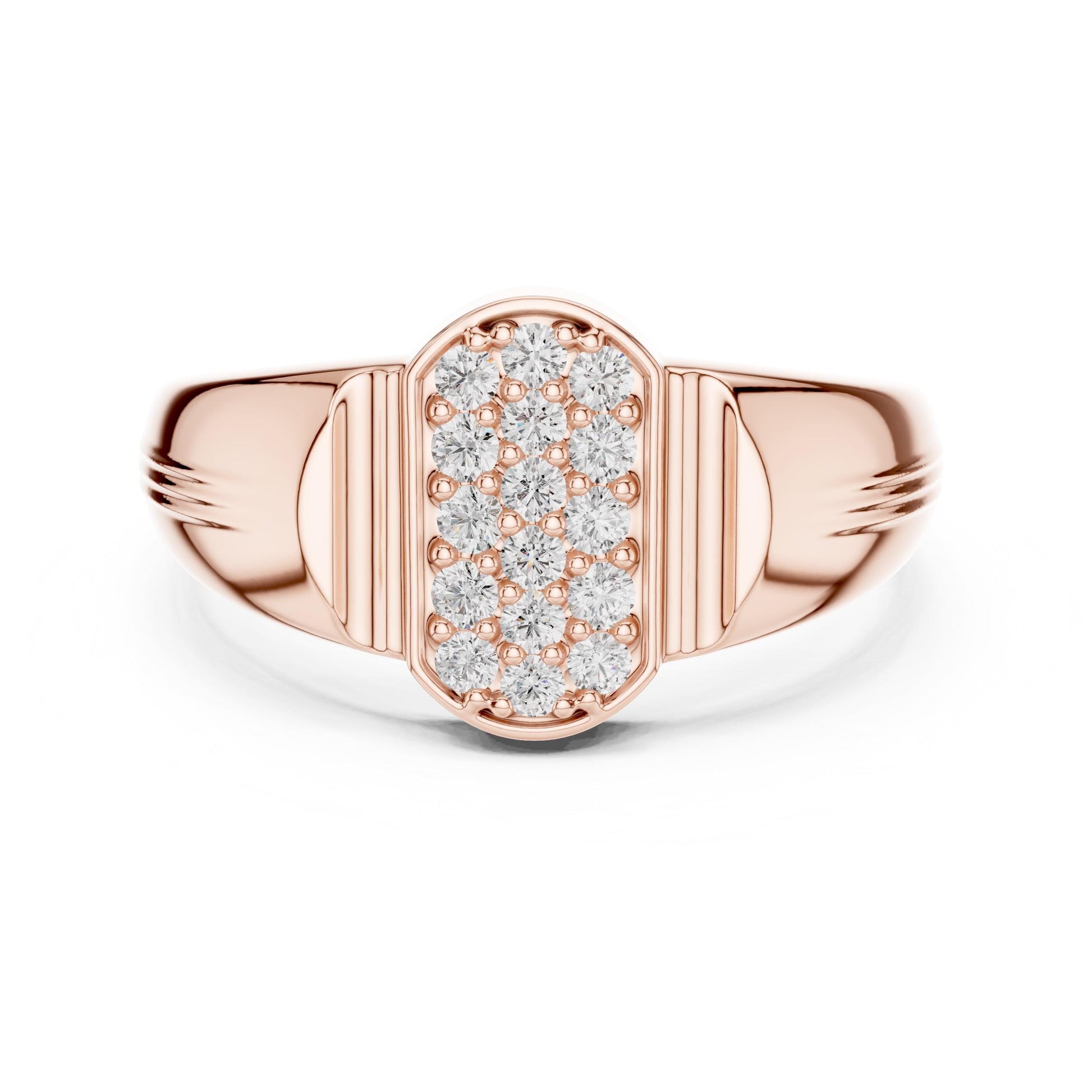 Riora luxury moissanite diamond statement ring in gold rose gold, bold cocktail wedding band with sparkling stones and intricate design
