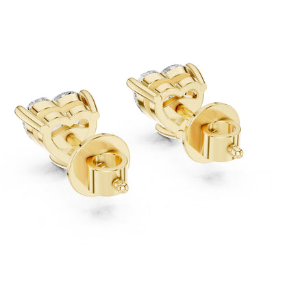 Riora 6mm heart-shaped moissanite diamond stud earrings in rose gold, minimalist love jewelry for women, close-up view