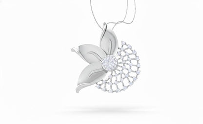 Moissanite Flower Pendant Necklace, Gold Rose Silver Floral Charm,  Hypoallergenic Gift for Her