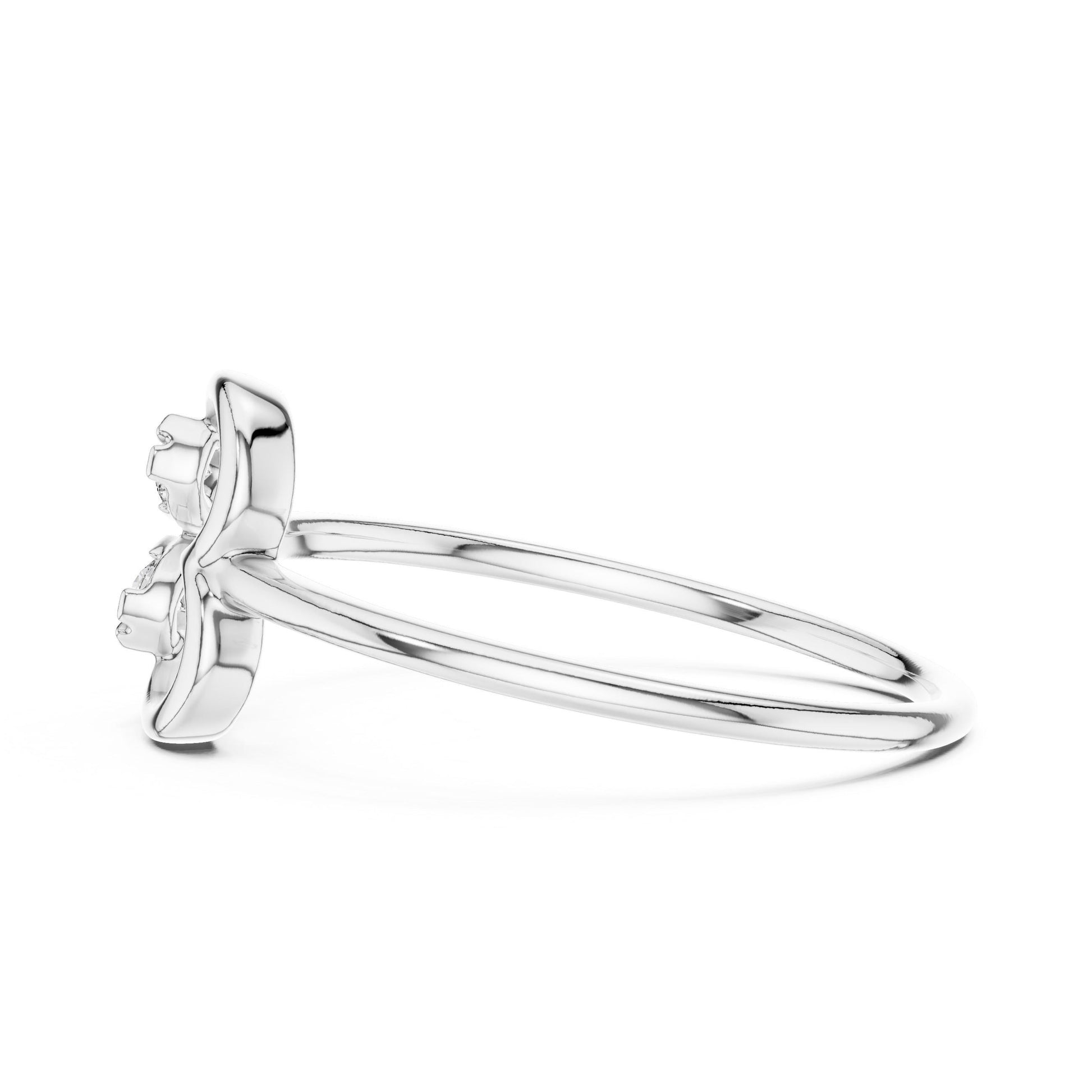 Riora moissanite open heart romantic minimalist ring in rose gold and silver, featuring a delicate heart design for anniversary gift.