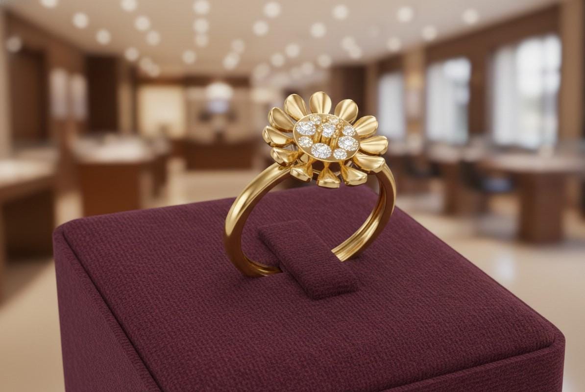 Moissanite Floral Daisy Ring for Women | Gold, Rose Gold & Silver | Sizes 5–11 | Promise & Valentine Gift