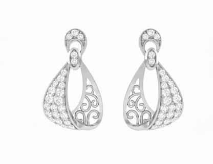 Riora Moissanite drop stud earrings in gold, silver, and rose gold with elegant dangle design for bridal or gift occasions