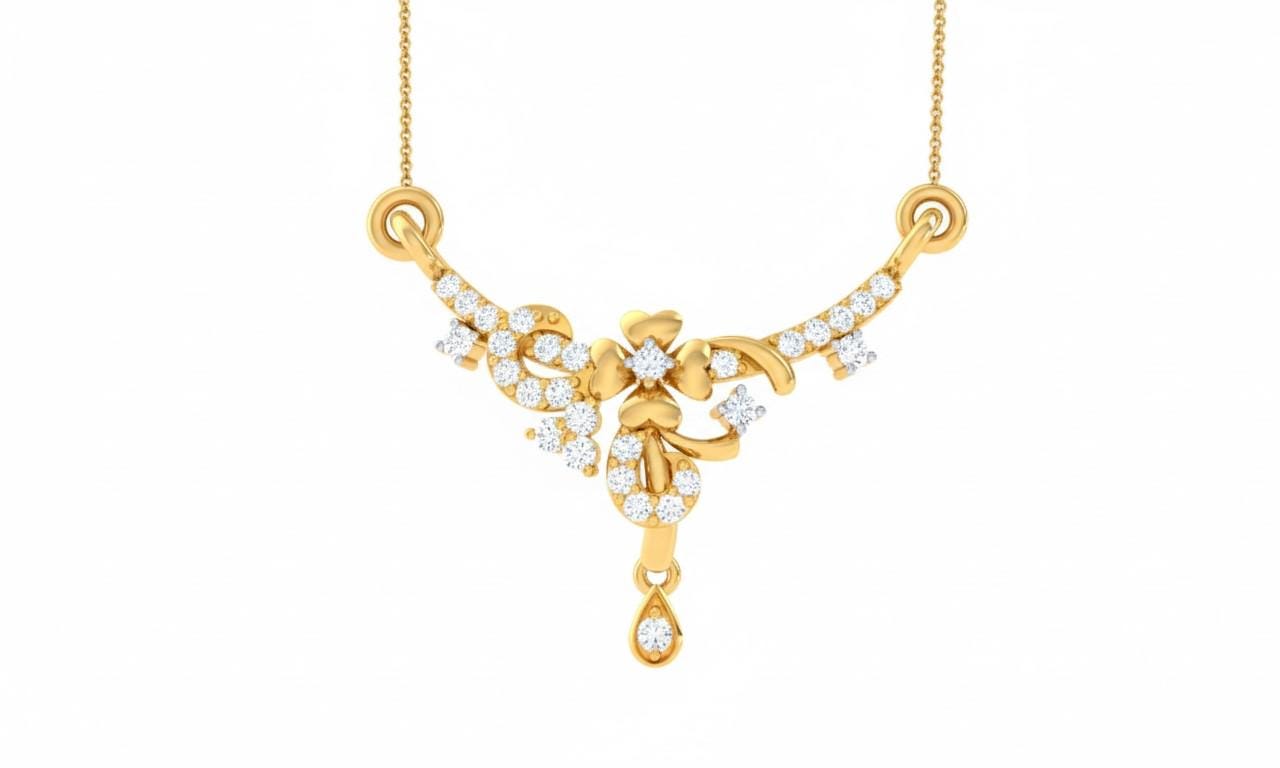 Moissanite Floral Pendant Necklace, Rose Gold Silver, Adjustable Chain