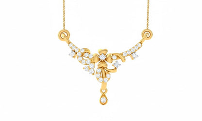 Moissanite Floral Pendant Necklace, Rose Gold Silver, Adjustable Chain