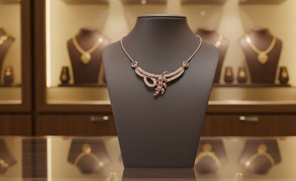 Moissanite Leaf Pendant Necklace | Gold, Rose Gold & Silver | Diamond Look Gift for Her