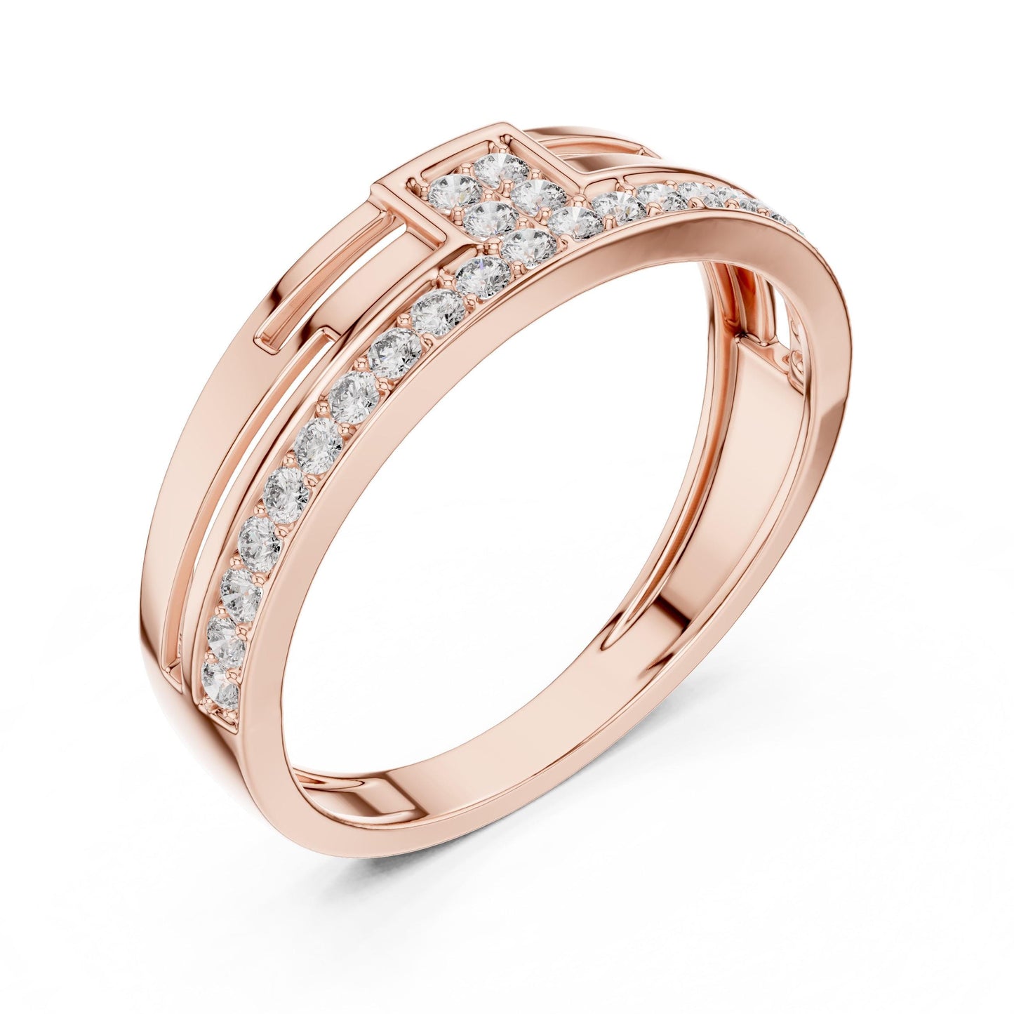 Riora luxury CZ band ring for women in gold or silver, hypoallergenic wedding and anniversary jewelry with nickel-free design.
