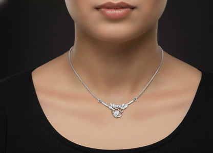 Moissanite Leaf Pendant Necklace, Hypoallergenic Adjustable Chain