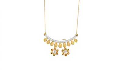 Riora moissanite floral necklace with rose gold and silver, featuring a dainty flower pendant ideal for bridal or gift occasions