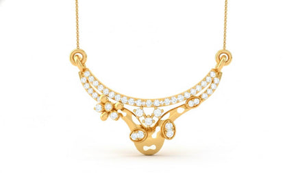 Moissanite Pendant Necklace Hypoallergenic Curved Floral Design Gold Rose Silver Elegant Gift Jewelry