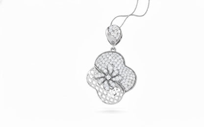 Flower Pendant Necklace – 22 Inch Adjustable Chain Moissanite