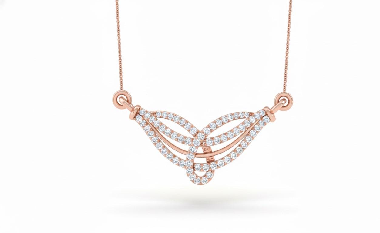 Moissanite Wave Pendant Necklace for Women | Gold, Rose Gold & Silver | Elegant Minimalist Jewelry