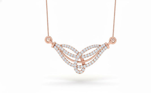 Moissanite Wave Pendant Necklace for Women | Gold, Rose Gold & Silver | Elegant Minimalist Jewelry