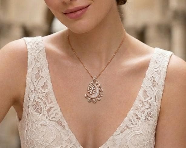 Riora paisley moissanite diamond pendant necklace featuring a sparkling teardrop design, elegant jewelry for women and special occasions