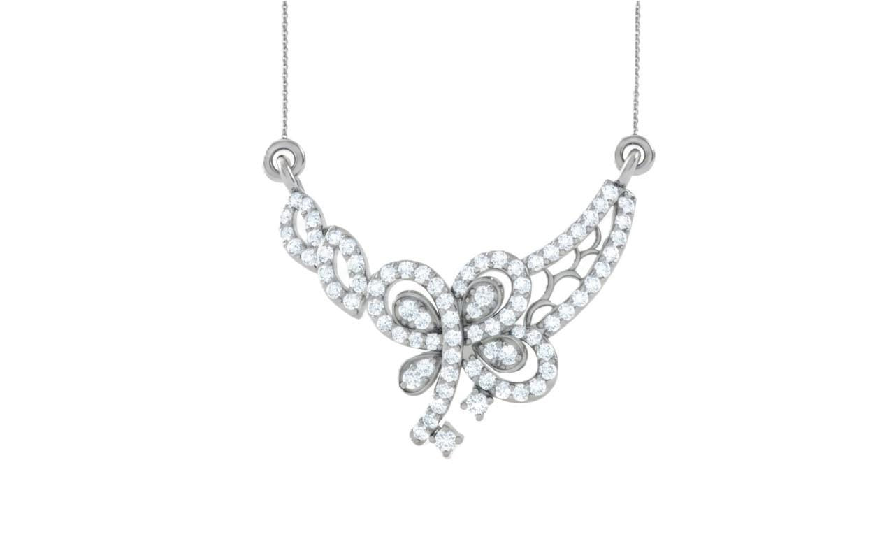 Rose gold butterfly moissanite diamond necklace with elegant pendant, featuring sparkling stones and delicate chain.