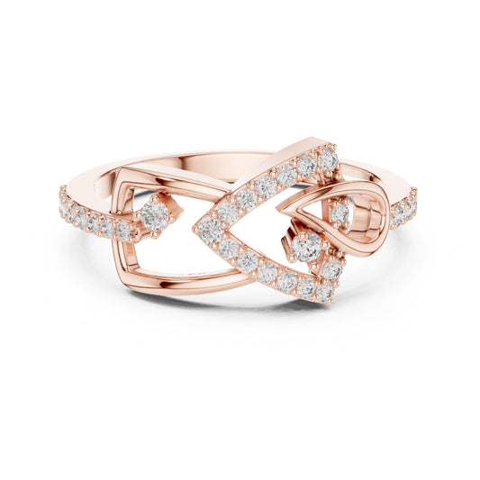 Riora elegant rose gold infinity moissanite diamond ring for women, minimalist wedding band, promise gift, fine jewelry.