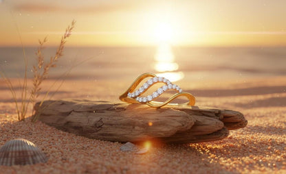 Wave Moissanite Ring – Hypoallergenic Promise Ring Gift for Her