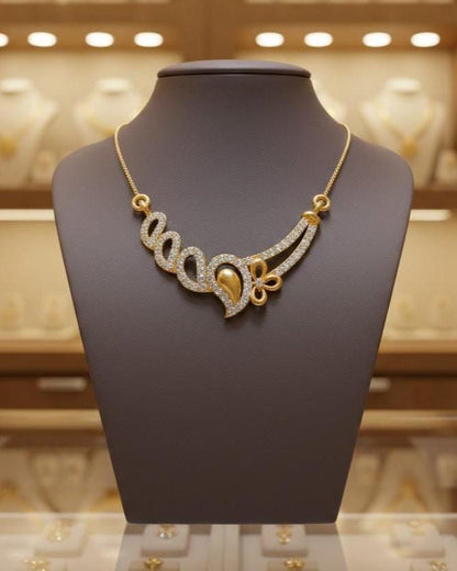 Rose gold floral swirl necklace with moissanite diamond accents, elegant wedding jewelry pendant for women