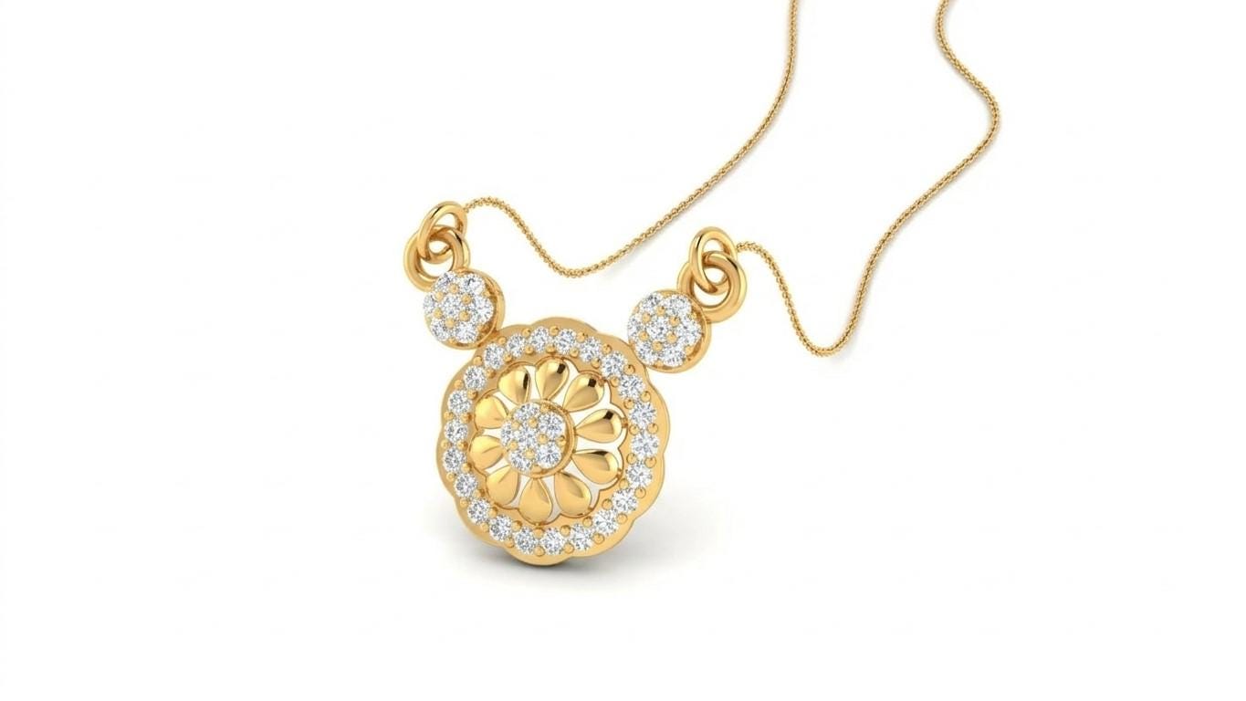 Riora moissanite floral pendant necklace in rose gold with vintage flower design, elegant jewelry for women or bridal gift.