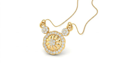 Riora moissanite floral pendant necklace in rose gold with vintage flower design, elegant jewelry for women or bridal gift.