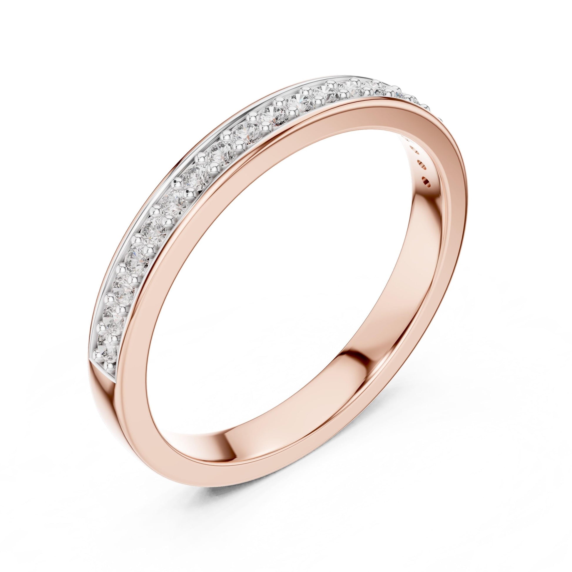 Riora moissanite diamond wedding band, minimalist stackable ring with dainty design, ideal for bridal or anniversary gift.