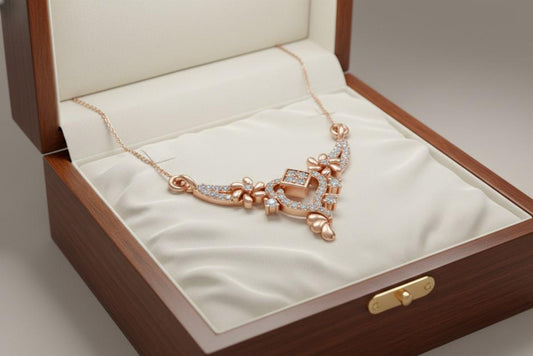 Moissanite Floral Pendant Necklace, Gold Rose Silver Adjustable Chain, Elegant Wedding Jewelry