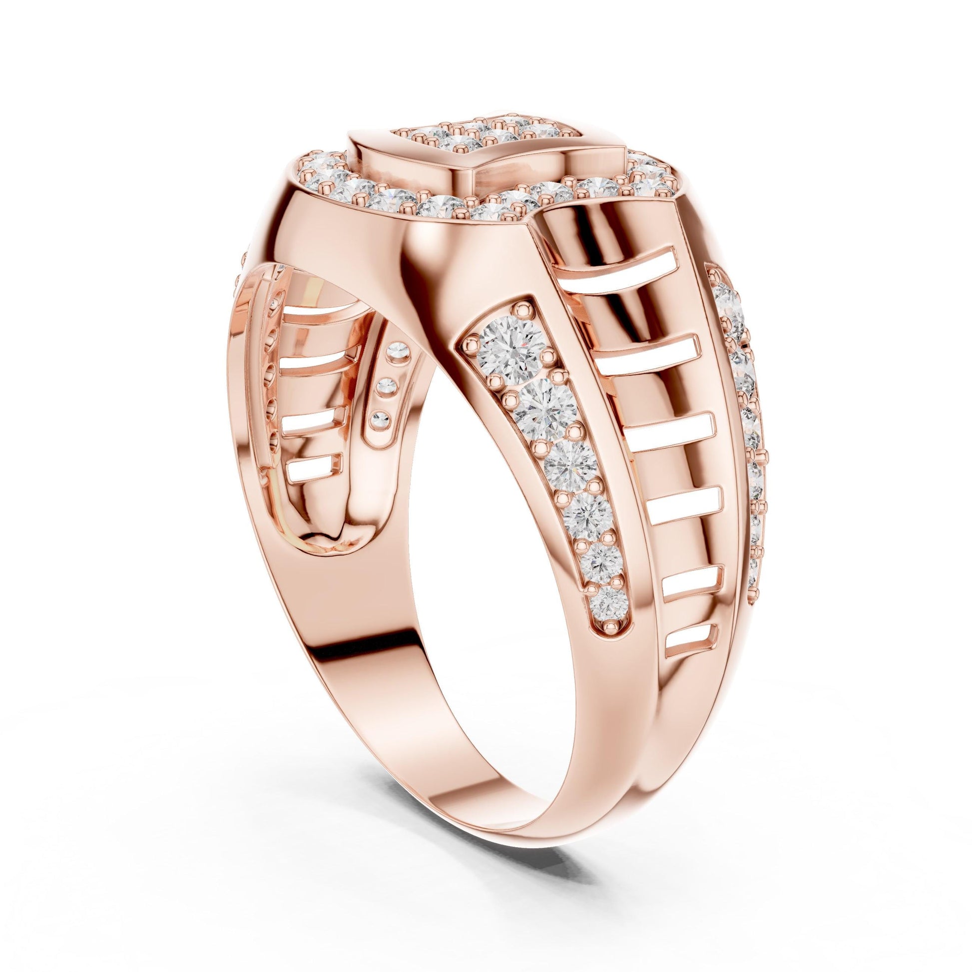 Gold-plated luxury moissanite cocktail ring with bold design, perfect for bridal jewelry and special occasions.