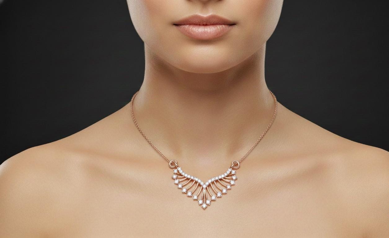 Necklace on a mannequin against a dark background