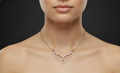 Necklace on a mannequin against a dark background