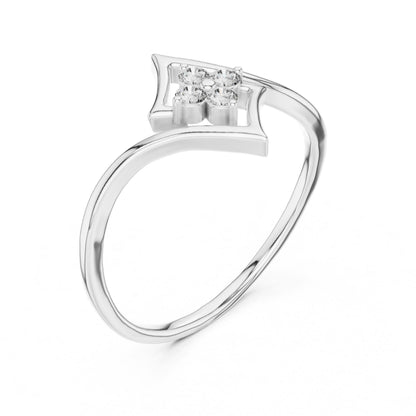Riora Moissanite flower diamond ring with minimalist gold, rose gold, and silver band featuring a unique floral design.