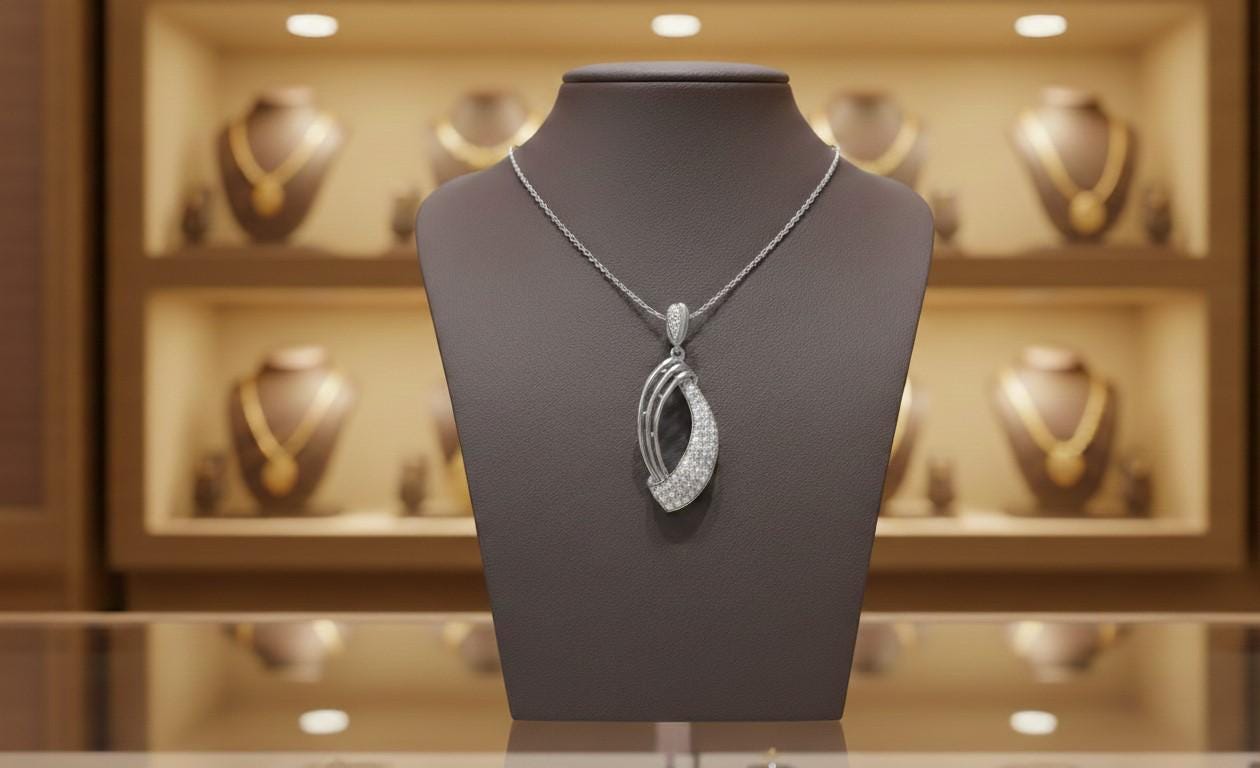 Crescent Pendant Necklace, Adjustable Chain, Elegant Gift Moissanite