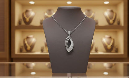 Crescent Pendant Necklace, Adjustable Chain, Elegant Gift Moissanite