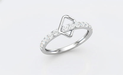 Moissanite Square Ring | Geometric Band | Gold, Rose Gold & Silver | Promise & Engagement Ring