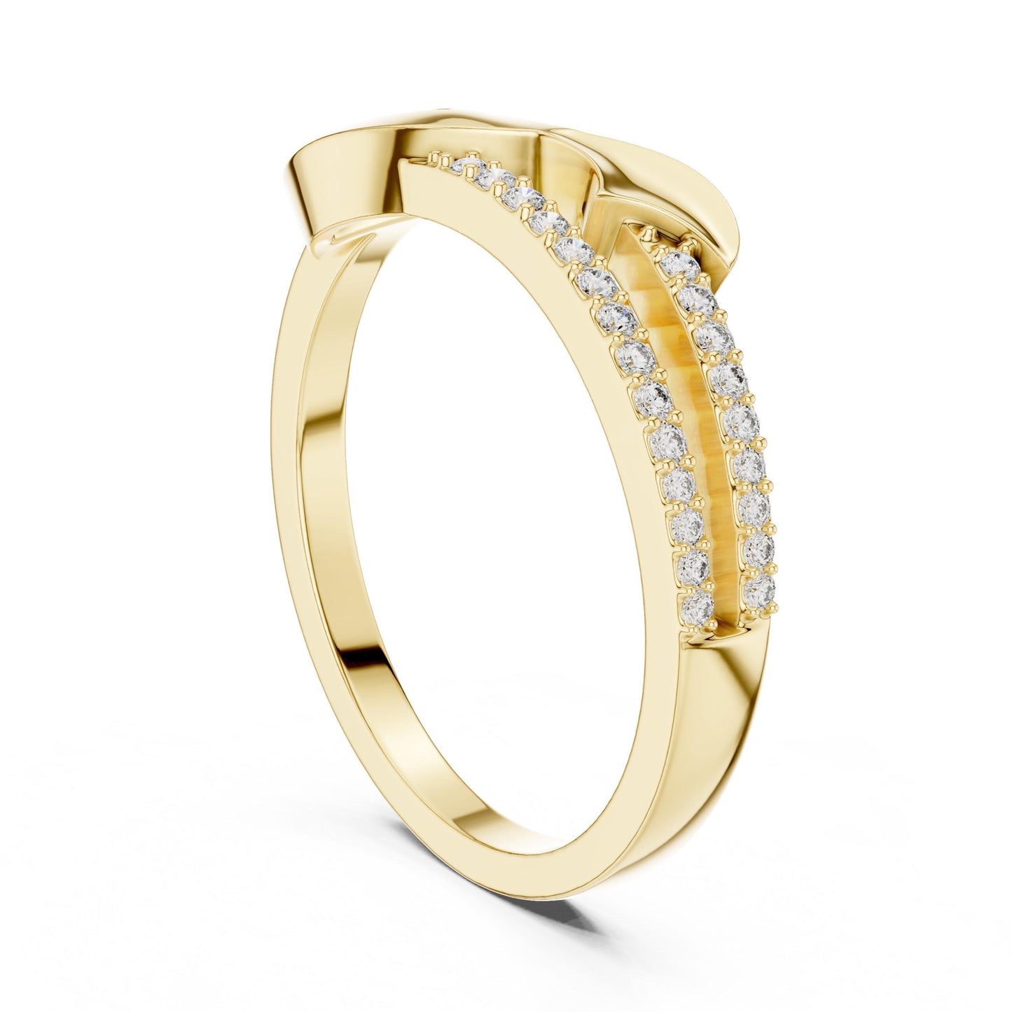 Riora Infinity Twist Moissanite diamond ring with rose gold band, minimalist stackable wedding promise jewelry, dainty and elegant.