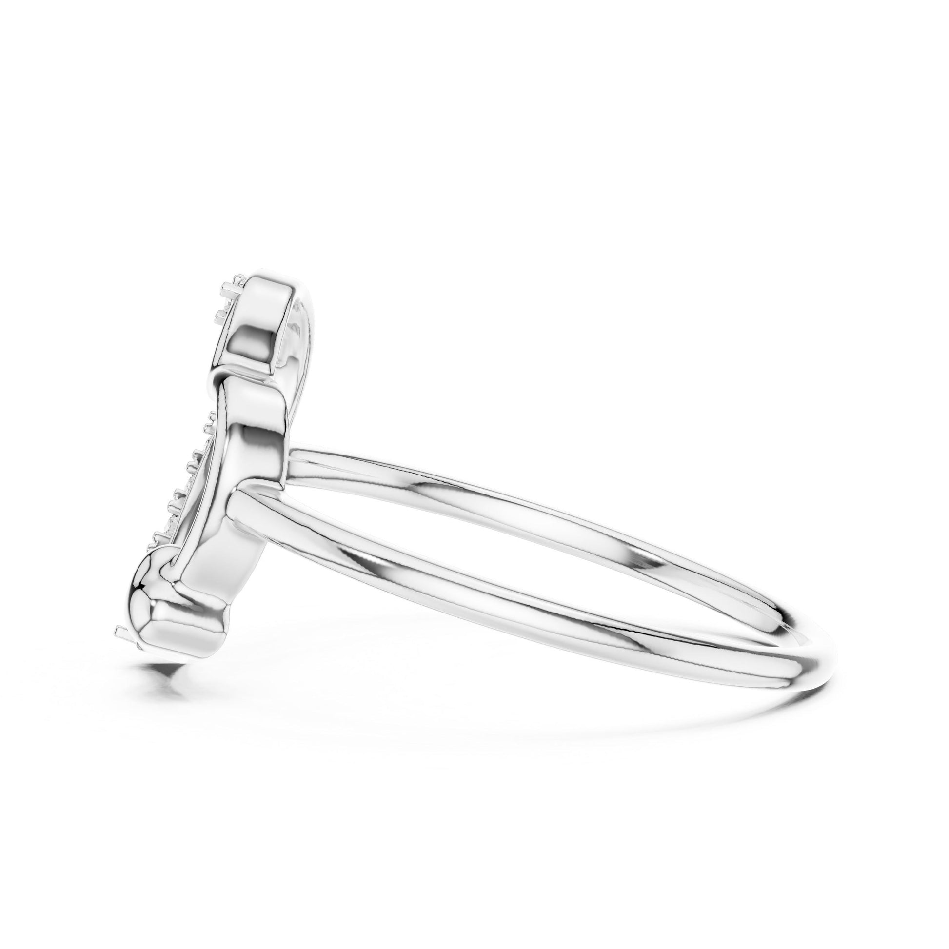 Riora Moissanite heart-shaped ring with open band design in rose gold and silver, minimalist romantic jewelry for women.