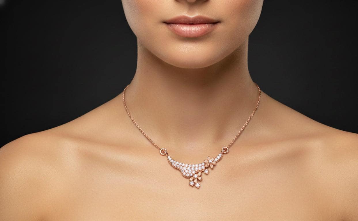 Moissanite Floral Pendant Necklace for Women | Gold, Rose Gold & Silver | Wedding & Anniversary Gift