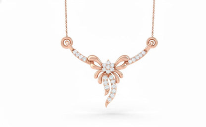 Moissanite Bow Pendant Necklace for Women | Gold, Rose Gold & Silver | Adjustable 22" Chain | Elegant Gift