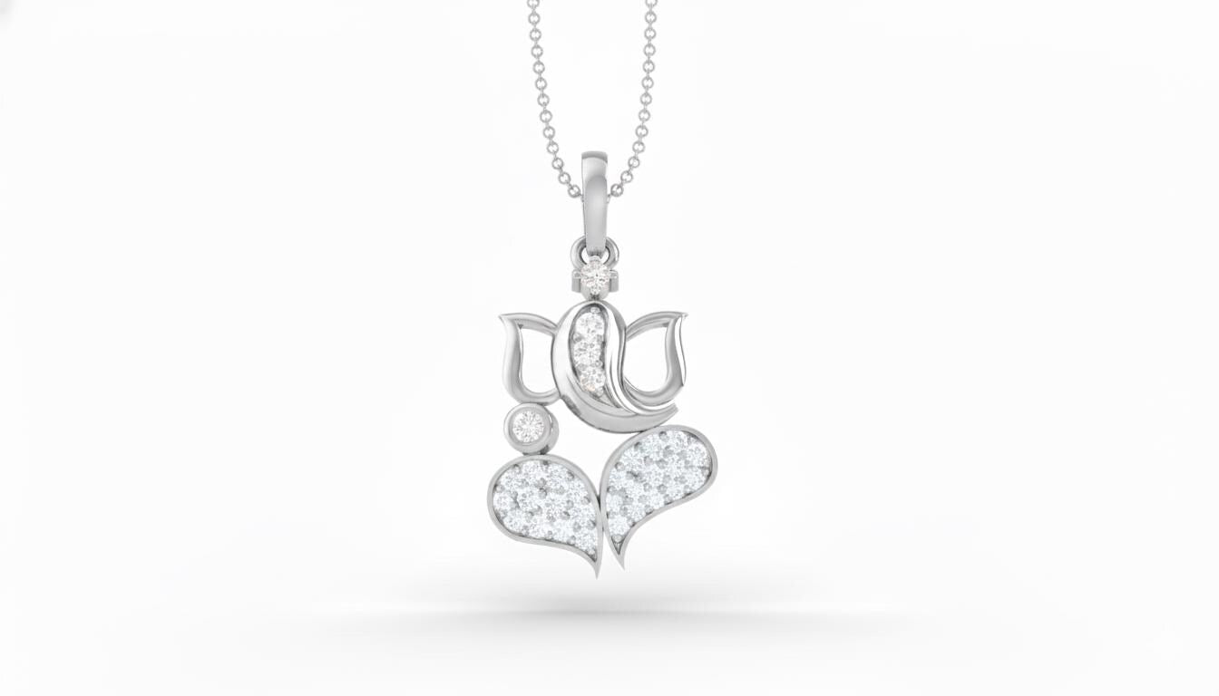 Riora Moissanite Lotus Heart Pendant Necklace featuring a sparkling heart-shaped moissanite gemstone on a delicate chain