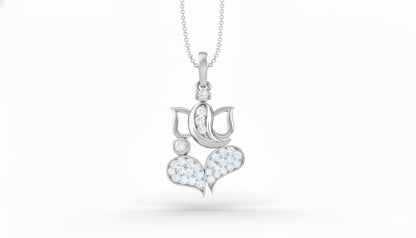 Riora Moissanite Lotus Heart Pendant Necklace featuring a sparkling heart-shaped moissanite gemstone on a delicate chain