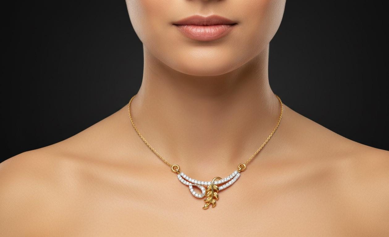 Moissanite Leaf Pendant Necklace | Gold, Rose Gold & Silver | Diamond Look Gift for Her